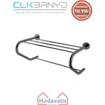 Çelik Banyo Paslanmaz Pirinç Flora Destekli Raf Havluluk 50CM Mat Siyah