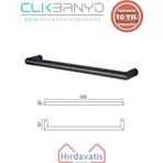 Çelik Banyo Paslanmaz Pirinç Flora Küvet Kolu Rozetsiz 50CM Mat Siyah