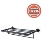 Çelik Banyo Paslanmaz Pirinç Flora Raf Havluluk 50CM Mat Siyah