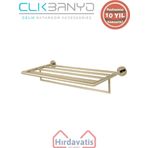 Çelik Banyo Paslanmaz Pirinç Flora Raf Havluluk 60CM Altın Sarı Gold
