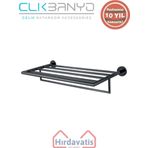 Çelik Banyo Paslanmaz Pirinç Flora Raf Havluluk 60CM Mat Siyah