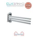 Çelik Banyo Paslanmaz Pirinç Flora Üçlü Döner Havluluk Gri