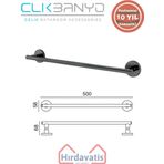 Çelik Banyo Paslanmaz Pirinç Flora Uzun Havluluk 50CM Mat Siyah