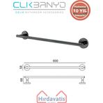 Çelik Banyo Paslanmaz Pirinç Flora Uzun Havluluk 60CM Mat Siyah