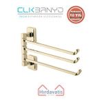 Çelik Banyo Paslanmaz Pirinç Kumru 3’lü Döner Havluluk Altın Sarı Gold