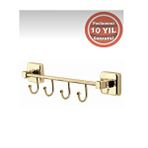 ÇELİK BANYO Paslanmaz Pirinç Kumru 4'Lü Askılık Havluluk Banyo Askısı Altın Gold