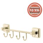 Çelik Banyo Paslanmaz Pirinç Kumru Kancalı 4’lü Askılık Altın Sarı Gold