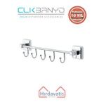 Çelik Banyo Paslanmaz Pirinç Kumru Kancalı 5’li Askılık Gri