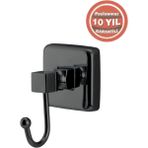 Çelik Banyo Paslanmaz Pirinç Kumru Tekli Bornozluk Mat Siyah