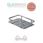 Çelik Banyo Paslanmaz Pirinç Lidya Tekli 15x22cm Sabunluk Şampuanlık Ve Köşe Süngerlik Gri