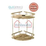 Çelik Banyo Paslanmaz Pirinç Marin 2'li 19x19 Cm Şampuanlık Süngerlik Banyo Rafı Altın Gold Sarı