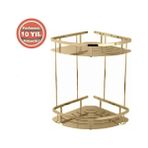 Çelik Banyo Paslanmaz Pirinç Marin 2'li 19X19CM Şampuanlık Banyo Rafı Süngerlik -Altın Gold