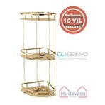 Çelik Banyo Paslanmaz Pirinç Marin 3'lü 19x19cm Şampuanlık Köşe Süngerlik -altın Gold Sarı