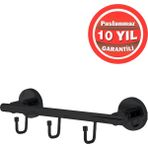 Çelik Banyo Paslanmaz Pirinç Mat Siyah Flora 3'lü Set Askılık