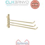 Çelik Banyo Paslanmaz Pirinç Mercan 3’lü Döner Havluluk Altın Sarı Gold