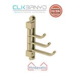 Çelik Banyo Paslanmaz Pirinç Mercan 3’lü Kısa Döner Havluluk Altın Sarı Gold