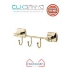 Çelik Banyo Paslanmaz Pirinç Milano 3’lü Askılık Krom Altın Sarı Gold