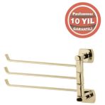 Çelik Banyo Paslanmaz Pirinç Milano 3’lü Döner Havluluk Altın Sarı Gold