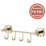 Çelik Banyo Paslanmaz Pirinç Milano 4’lü Askılık Altın Sarı Gold