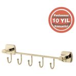 Çelik Banyo Paslanmaz Pirinç Milano 5’li Askılık Altın Sarı Gold