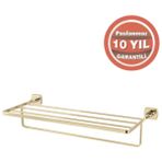 Çelik Banyo Paslanmaz Pirinç Milano Raf Havluluk 50CM Altın Sarı Gold