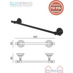 Çelik Banyo Paslanmaz Pirinç Ottoman Uzun Havluluk 50CM Mat Siyah