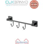 Çelik Banyo Paslanmaz Pirinç Tamay 3’lü Askılık Mat Siyah