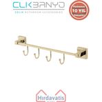 Çelik Banyo Paslanmaz Pirinç Tamay 4’lü Askılık Altın Sarı Gold
