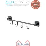 Çelik Banyo Paslanmaz Pirinç Tamay 4’lü Askılık Mat Siyah