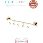 Çelik Banyo Paslanmaz Pirinç Tamay 5’li Askılık Altın Sarı Gold