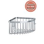 Çelik Banyo Paslanmaz Pirinç Tekli Derin 19x19 Cm Şampuanlık Köşe Süngerlik Gümüş