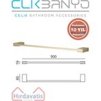 Çelik Banyo Paslanmaz Pirinç Titanik 50 Cm Uzun Havluluk Altın Sarı Gold