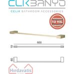 Çelik Banyo Paslanmaz Pirinç Titanik 60 Cm Uzun Havluluk Altın Sarı Gold