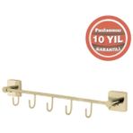 Çelik Banyo Paslanmaz Pirinç Vizyon 5’li Askılık Altın Sarı Gold