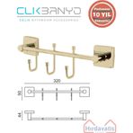 Çelik Banyo Paslanmaz Pirinç Vizyon Çıkmalı 3’Lü Askılık Altın Sarı Gold