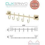 Çelik Banyo Paslanmaz Pirinç Vizyon Çıkmalı 5’Li Askılık Altın Sarı Gold