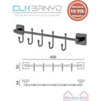 Çelik Banyo Paslanmaz Pirinç Vizyon Çıkmalı 5’Li Askılık Mat Siyah