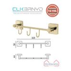 Çelik Banyo Paslanmaz Pirinç Vizyon Kanca 3’Lü Askılık Altın Sarı Gold