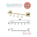 Çelik Banyo Paslanmaz Pirinç Vizyon Kanca 4’Lü Askılık Altın Sarı Gold