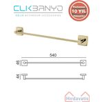 Çelik Banyo Paslanmaz Pirinç Vizyon Uzun Havluluk 50CM Altın Sarı Gold