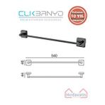 Çelik Banyo Paslanmaz Pirinç Vizyon Uzun Havluluk 50CM Mat Siyah