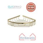 Çelik Banyo Paslanmaz Pirinç Zerrin Tekli Oval 18x18 Cm Şampuanlık Köşe Süngerlik Altın Gold Sarı