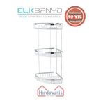 Çelik Banyo Paslanmaz Pirinç Zerrin Üçlü 18x18cm Sabunluk Şampuanlık Ve Köşe Süngerlik Gri