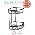 Çelik Banyo Paslanmaz Pirinç Zirve 304 İkili Lamalı 19X19cm Sabunluk Şampuanlık Ve Köşe Süngerlik Mat Siyah