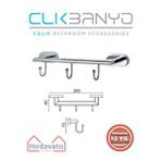 Çelik Banyo Paslanmaz Pirinç Zirve 3’lü Askılık Gri