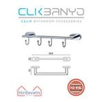 Çelik Banyo Paslanmaz Pirinç Zirve 4’lü Askılık Gri