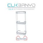 Çelik Banyo Üçlü Metal Taci 23x15x60 Sabunluk Şampuanlık Ve Köşe Süngerlik Gri