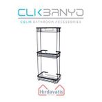 Çelik Banyo Üçlü Metal Taci 23x15x60 Sabunluk Şampuanlık Ve Köşe Süngerlik Siyah