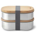 Çelik Bento Kutusu, Çift Katmanlı, 1l Kapasiteli, Bambu Kapak