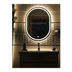 Çelik Cam Dekorasyon 60x80 Cm. Oval Ledli Dokunmatik Kumlamalı Dekoratif Flotal Ayna